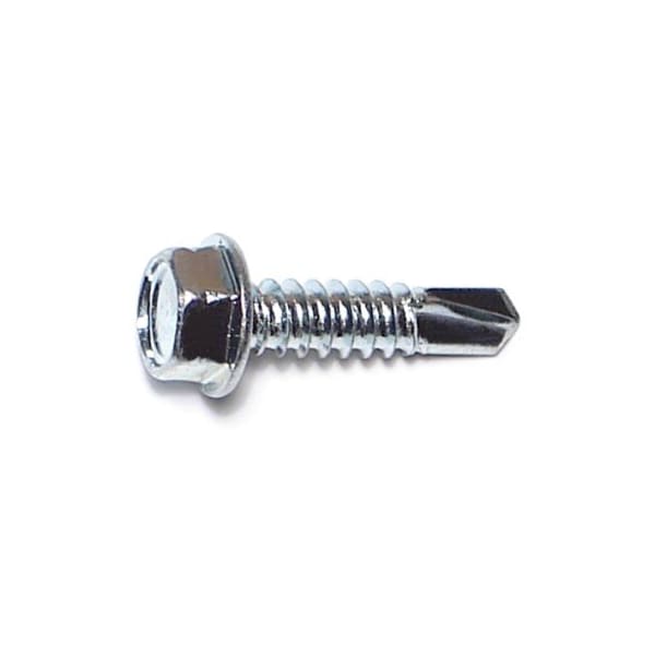 Self-Drilling Screw, #14 x 1 in, Zinc Plated Steel Flange Hex Head External Hex Drive, 250 PK